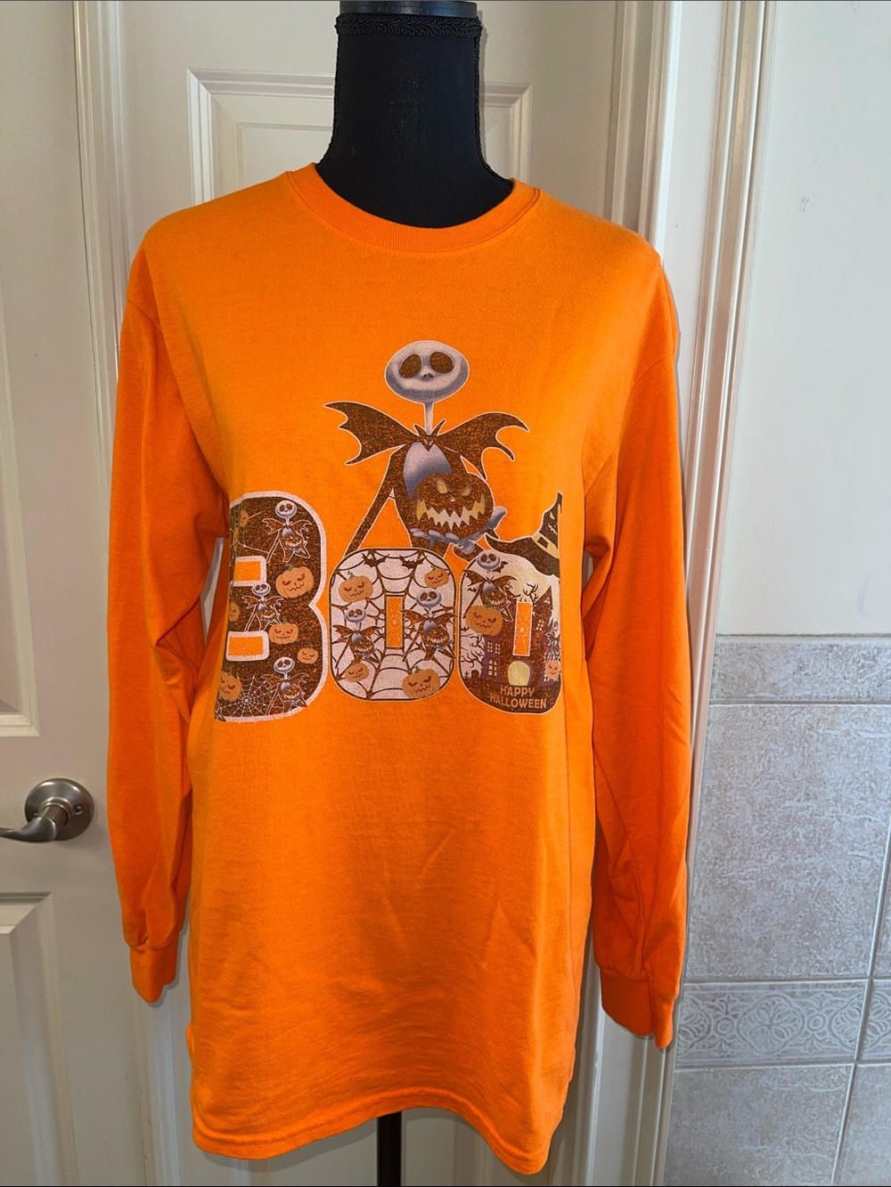 Women’s Nightmare Before Christmas Jack Orange Halloween 'Boo' Long-Sleeve Shirt
